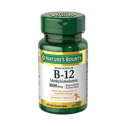Natures Bounty Vitamin B-12 Methylcobalamin 1000 mcg Quick Dissolve Tablets, 60 ea